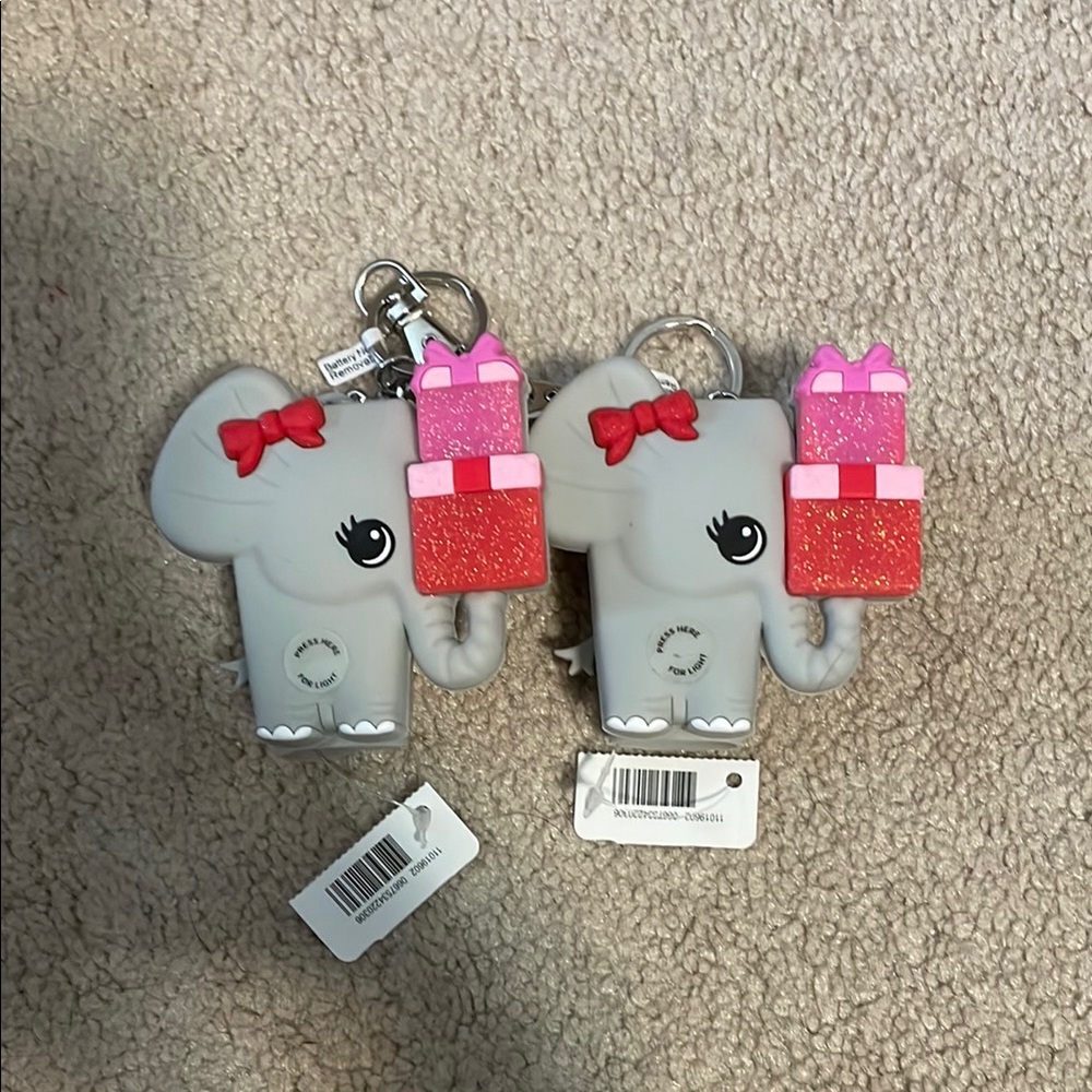 Cute Gray Elephant Keychain with Pink & Red Gift Charm